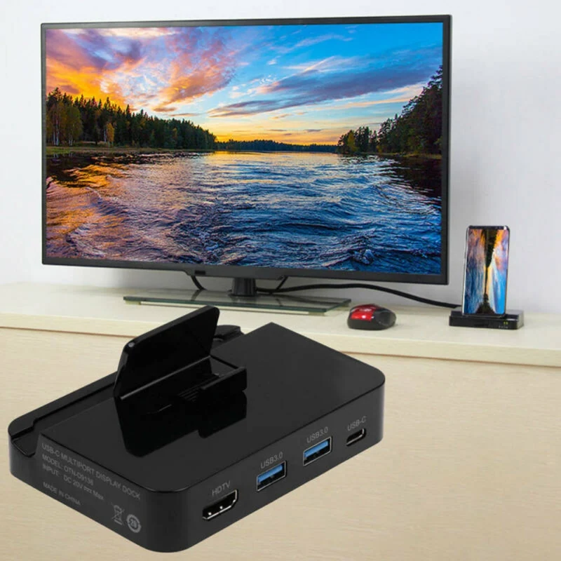 

New Plug And Play Practical TYP-C USB 3.0 Port Mobile Phone Expansion Charging Base Dock For Samsung HDMI Desktop Extender