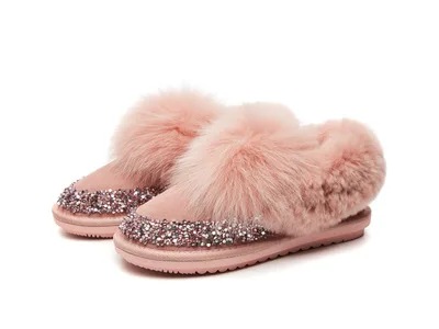 Pink Кожаные зимние ботинки для женщин; зимняя обувь на плоской подошве; модные теплые ботильоны с блестками; женские зимние ботинки на резиновой подошве; женские зимние ботинки - Цвет: Pink