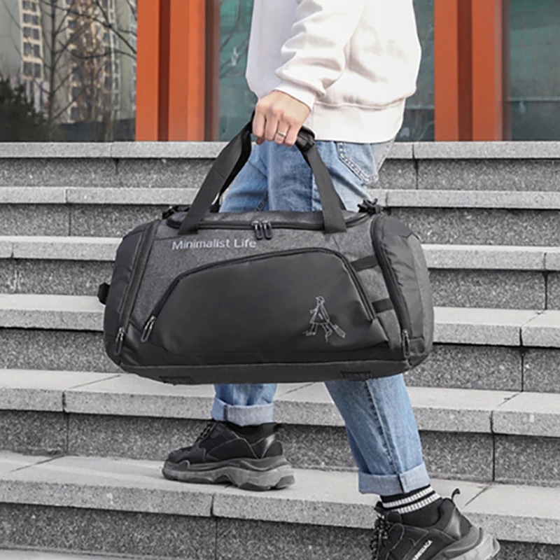 Men Nylon Travel Bag Large Capacity Outdoor Gym Bags Portable Waterproof Handbags Shoes Compartment Shoulder Luggage PouchXA808F