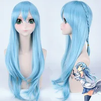 Anime Sword Art Online Yuuki Asuna Cosplay Wig SAO 75cm Long blue Braided Synthetic Hair women Halloween Party Role Play Wigs