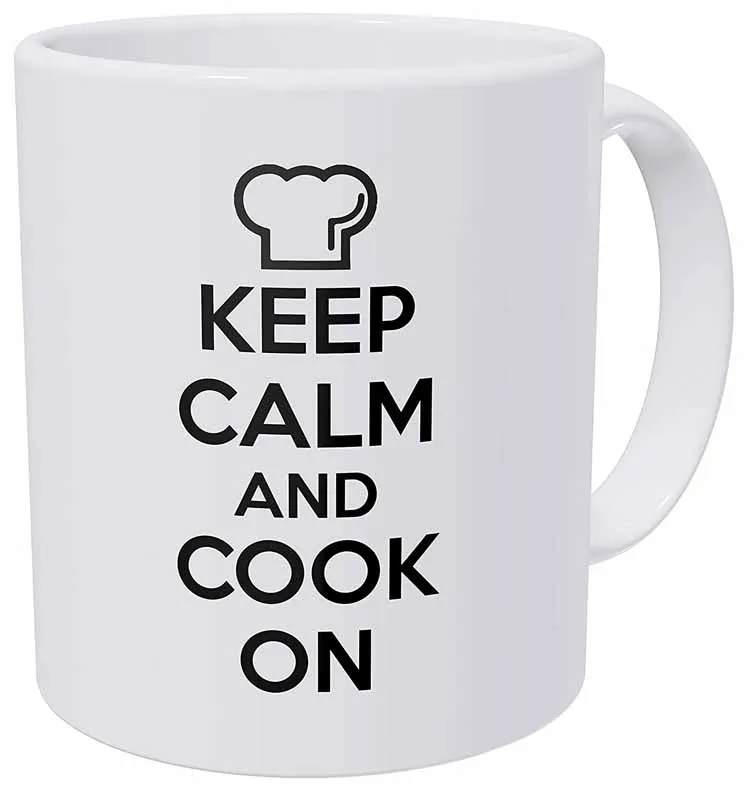 Веселая кофейная кружка с надписью Keep Calm And Cook On Chef Hat 11 унций|Кружки| |
