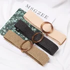 Ремень женский Плетеный, из полипропилена, с круглой Нефритовой пряжкой