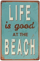 life is good at the beach metal tin sign vintage antique plaque poster living room bedroom home wall decor