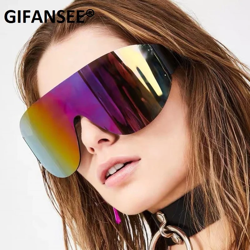 Мужские и женские очки без оправы GIFANSEE цельные зеркальные солнцезащитные