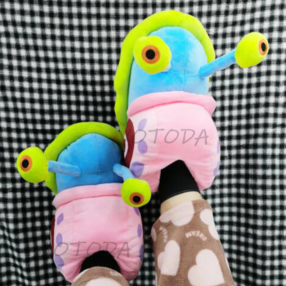Winter Home Shoes Women Gary Snails Slippers Furry Cute Cartoon Indoor Slipper Warm Plush House Flip Flops Female Funny Slides