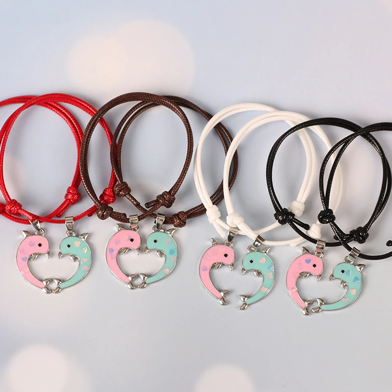 Браслет хороший друг из 2 предметов подвеска в виде животного розового голубого