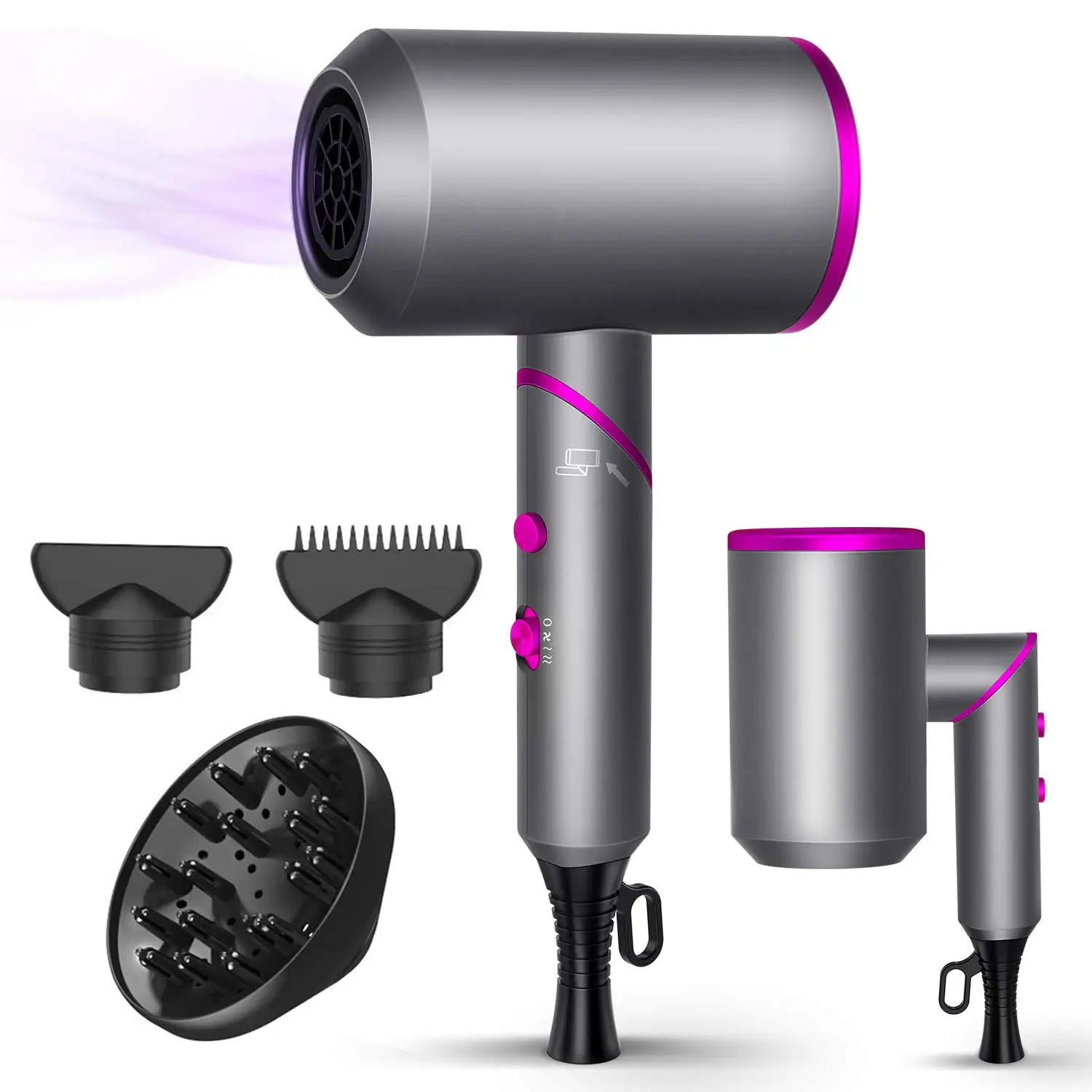 

New 2021 Hairdryer, 1800 Watts professional salon negative ion hair dryer, no damage to hair, can be quickly dried, (foldable)