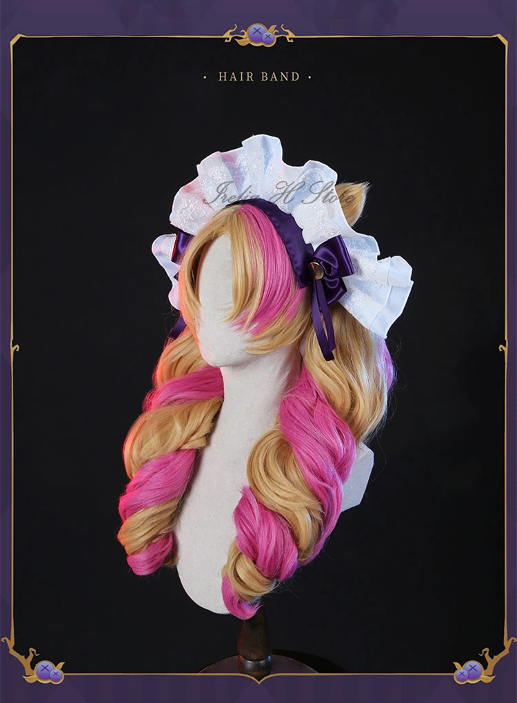 

Irelia H Store Game LOL Cosplays Cafe Cutie Gwen Wig Cosplay wig Bunches Two-color curl wig