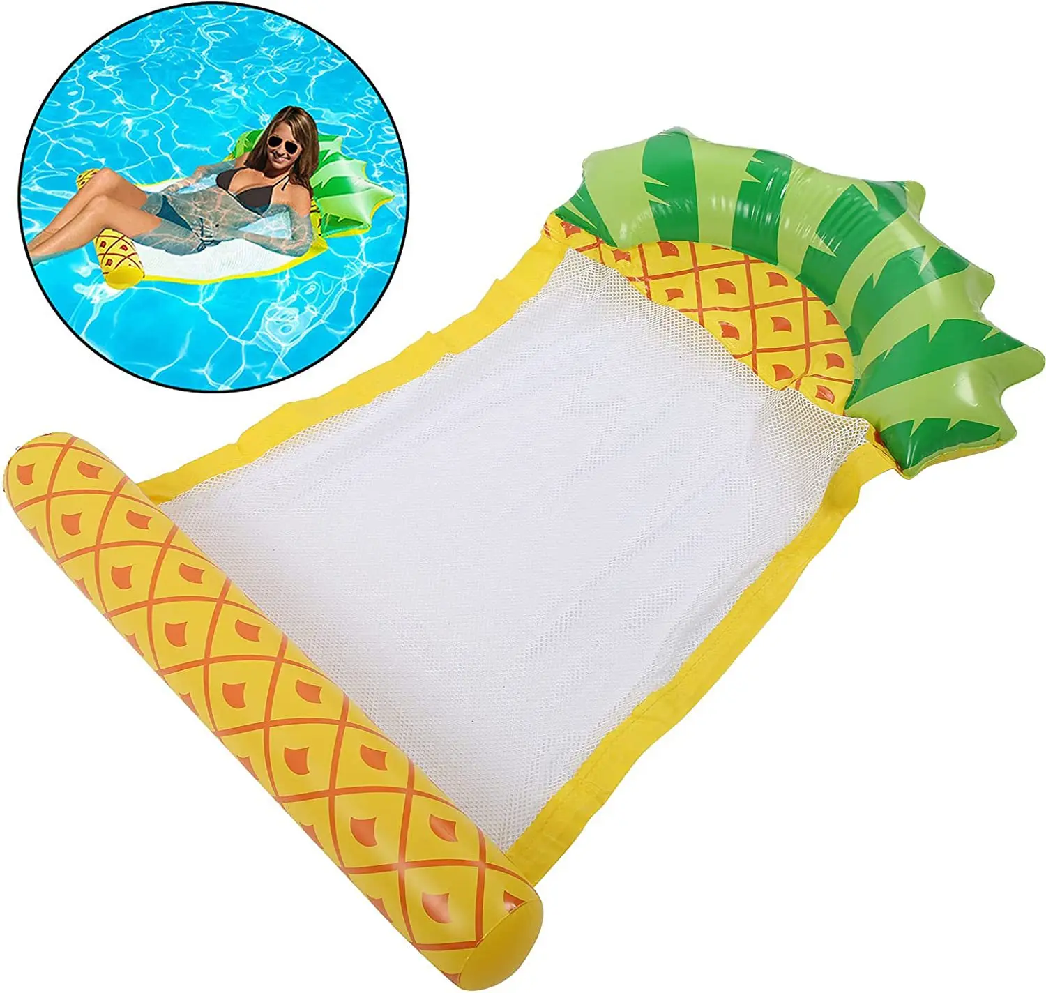 

New Fruits Floating Water Hammock Lounger Water Toys Inflatable Floating Bed Chair Swimming Pool Foldable Inflatable Hammock Bed