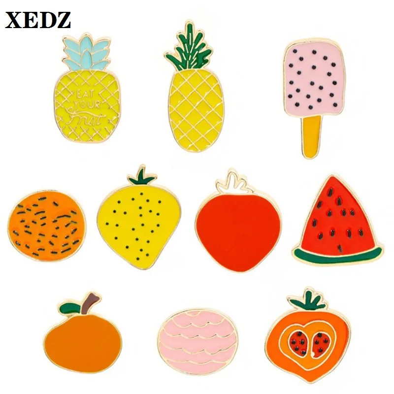 XEDZ крутая летняя фруктовая металлическая эмалированная Шпилька ананас арбуз
