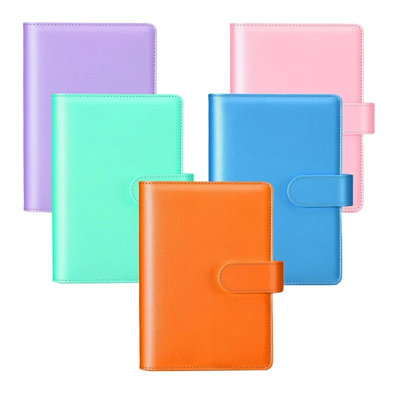 

PPYY-5 Pcs A6 PU Notebook Binder Refillable 6 Rings Binder Cover Loose Leaf Personal Planner with Buckle Closure