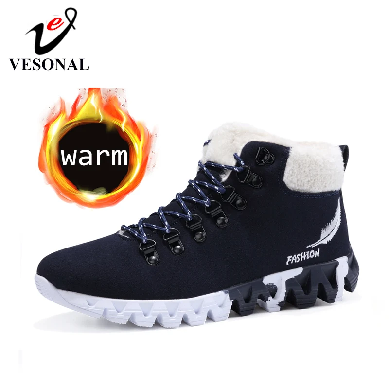 Мужские Зимние Замшевые ботильоны VESONAL 2019 мужские водонепроницаемые ботинки с