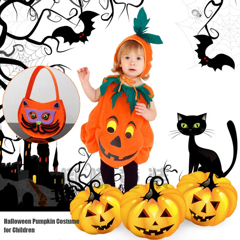 Новинка Нарядный комбинезон без рукавов с тыквой для маленьких детей на Хэллоуин