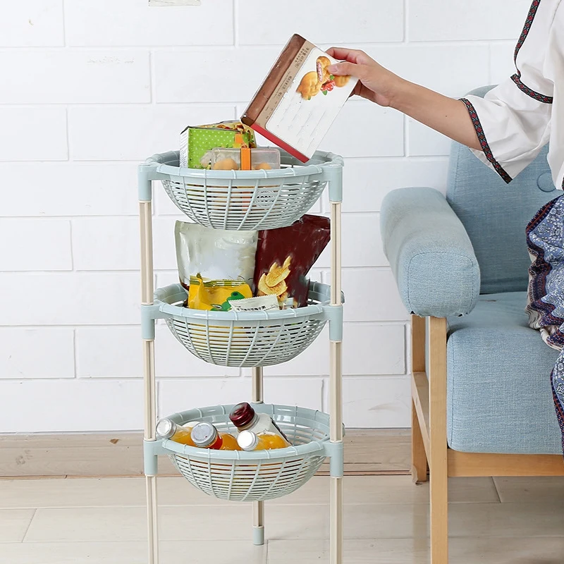 

Hot Sale 3 Layer Plastic Small Storage Shelves Plastic Basket Desk Stand Rack Bathroom Shelves for Household