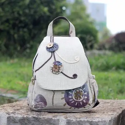 

New nice national string appliques shopping backpacks!Hot original prints women zipper&hasp backrack Top-sale casual backruck