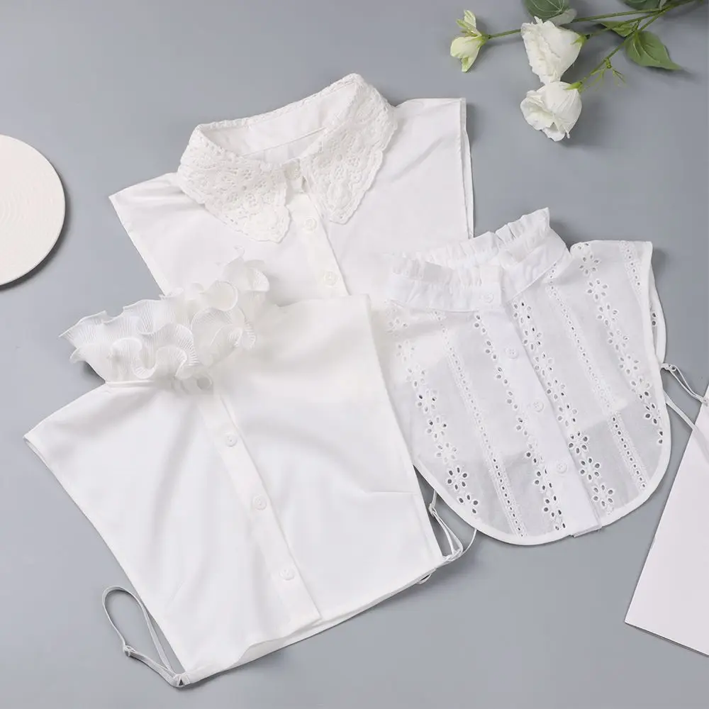 Фальшивый воротник с передним галстуком белая блузка отворотом съемный