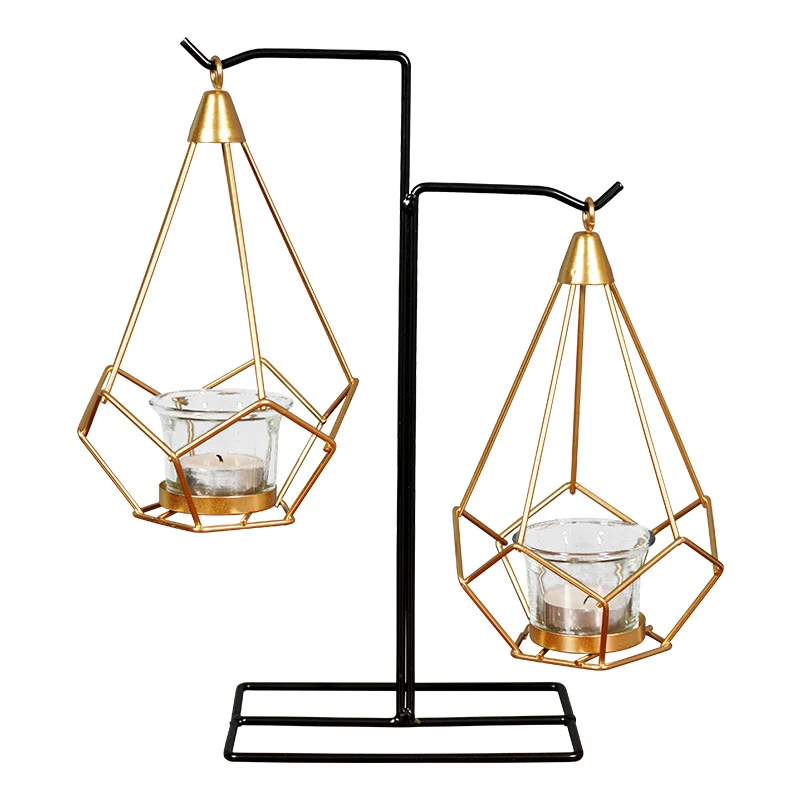 

Geometric Hollow Candlestick Nordic Minimalist Style Decoration Living Room Candle Holder Small Tealight Candle Holders decorate