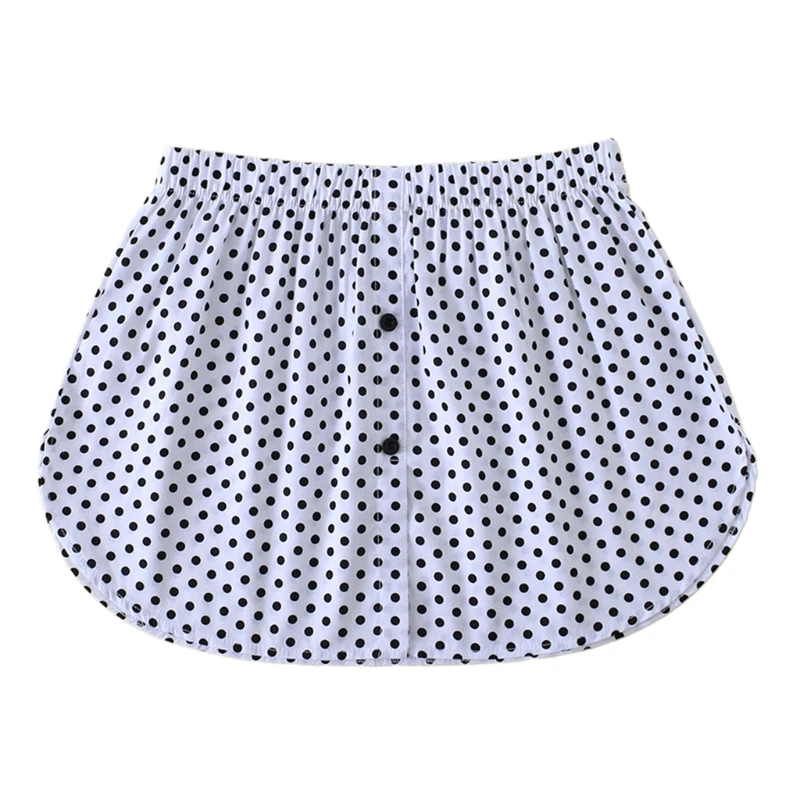 

MXMA Women Vintage Polka Dot Print Layering Faux Top Sweep Mini Skirt Retro Shirt Extender Rounded False Hem Slips Underskirt