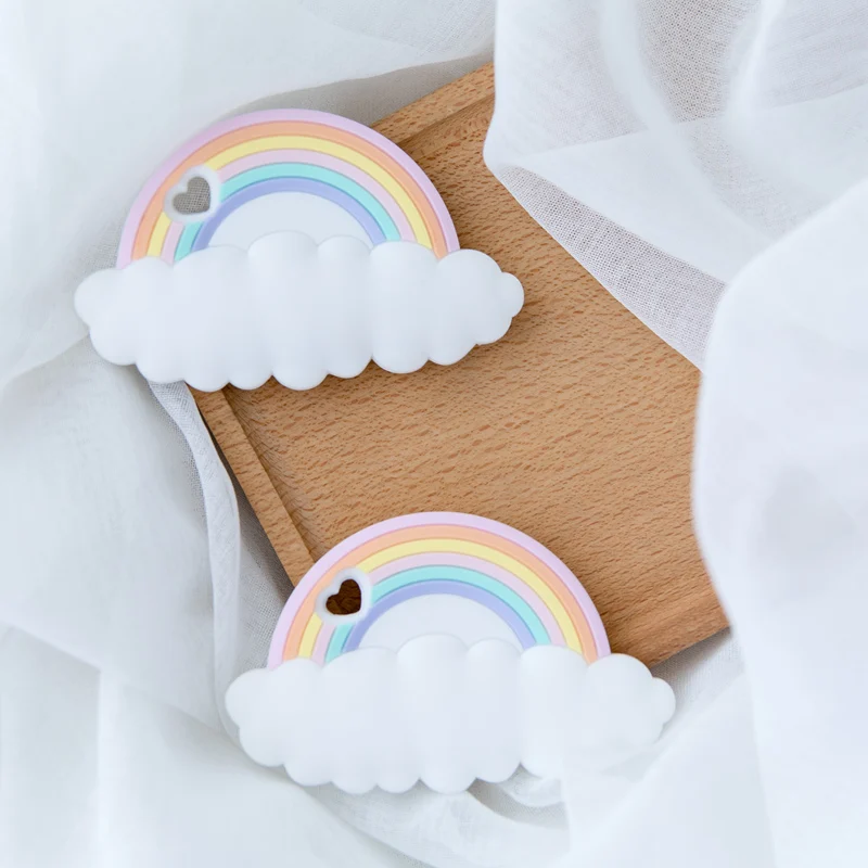 

Baby Teether Silicone Beads Rodent Rainbow Clouds BPA Free Food Grade Pandent Pacifier Chain Nursing Necklace Children Goods 1PC