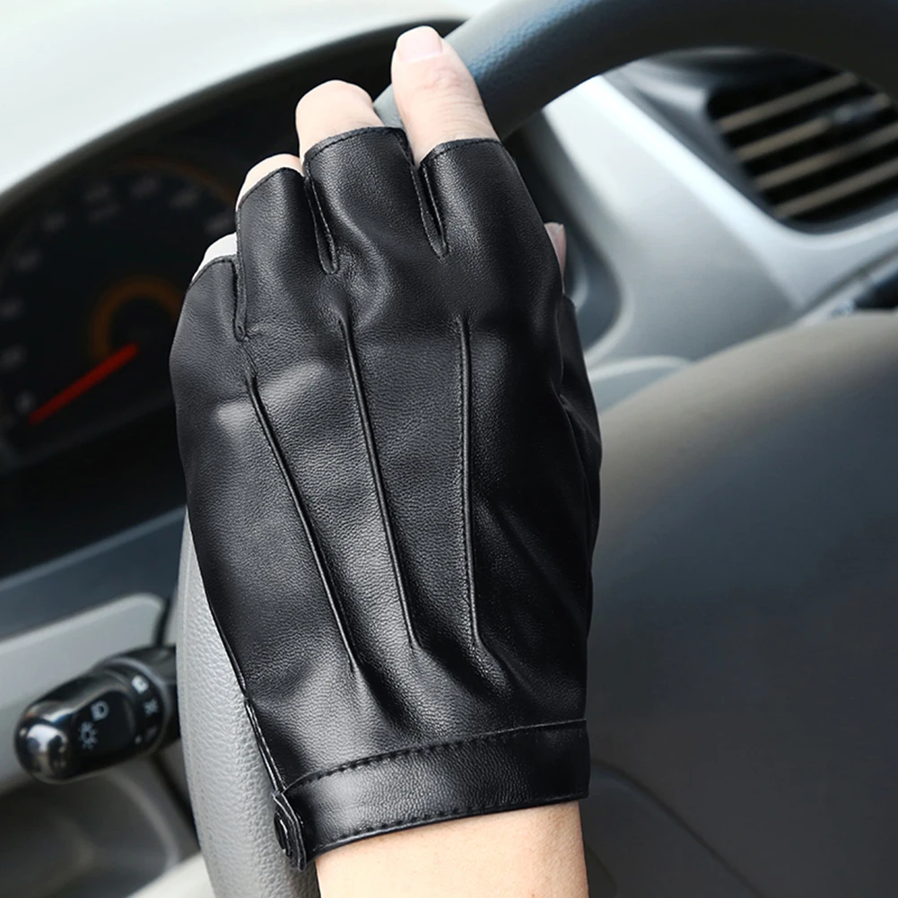 

Outdoor Half Finger Faux Leather Soft Breathable Driving Cycling Men Gloves