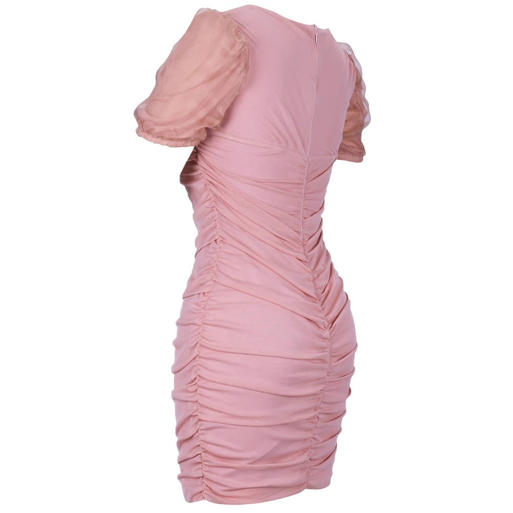 Женское летнее платье с рисунком оленя коричневое шифоновое облегающее