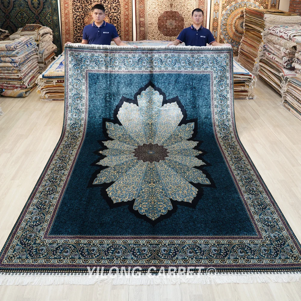 YILONG CARPET Persian Rugs Traditional Handmade Oriental Nain Medallion Flroal Design Silk Rugs Home WY154C