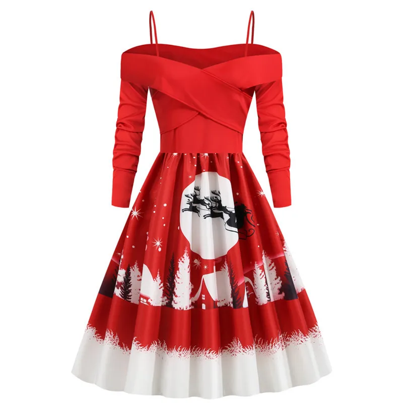 Новое рождественское платье Женское зимнее винтажное красивые вечерние платья с