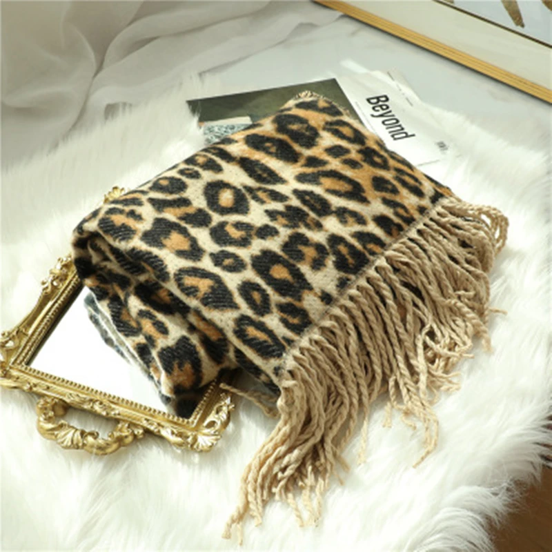 

Brown Poncho Leopard Femme Women Winter Blanket Scarf Warm Soft Cashmere Thicken Long Ladies Tassel Scarves Poncho Foulard 2018