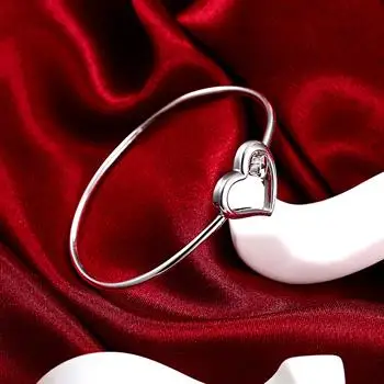 

Big and Small Heart Bangle Fashion Heart Shaped Silver Bangle B018 LKNSPCB018