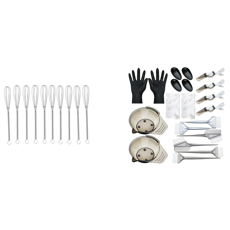 

10Pcs Stainless Steel Hairdressing Dyeing Brush & 1set Oiling Set Hair Dyeing Tool Set