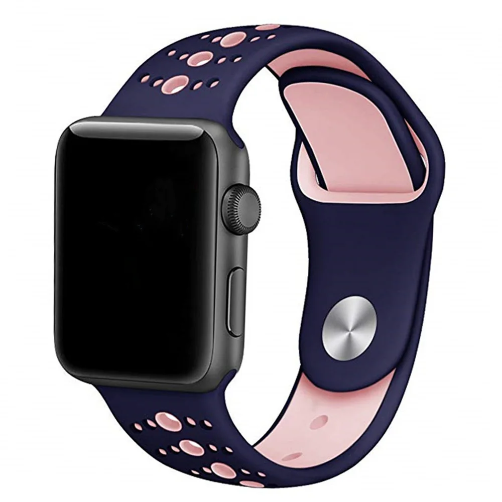 Силиконовый ремешок для apple watch 5 ремешок 44 мм 40 мм iWatch 38 мм 42 мм пористый спортивный ремешок для часов Браслет apple watch 4 3 2 1 38 40