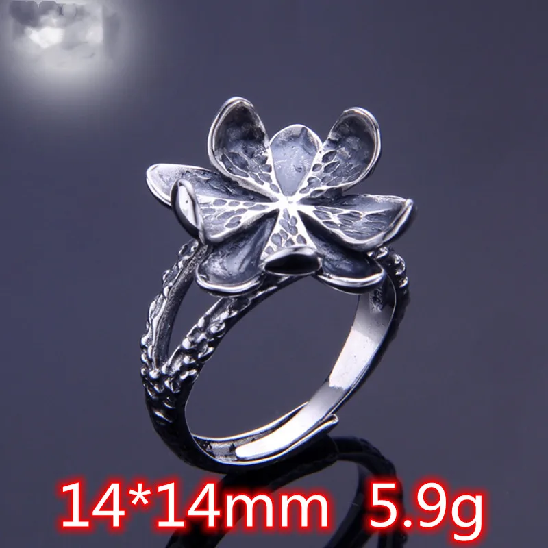 New  Heteromorphic Baroque 925 Sterling Silver Ring Blank Empty Tray Inlaid Crystal Turquoise Natural Gem Women Diy Accessories