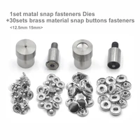 1set metal snap fasteners button dies mould tool and 30sets brass material press studs sewing snap buttons 12 5mm 15mm
