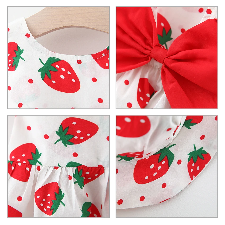 

Cute Summer Baby Girls Princess Dresses Strawberry Printing Sleeveless Vest Skirt Infant Children's Sweet Clothing 6M-4T