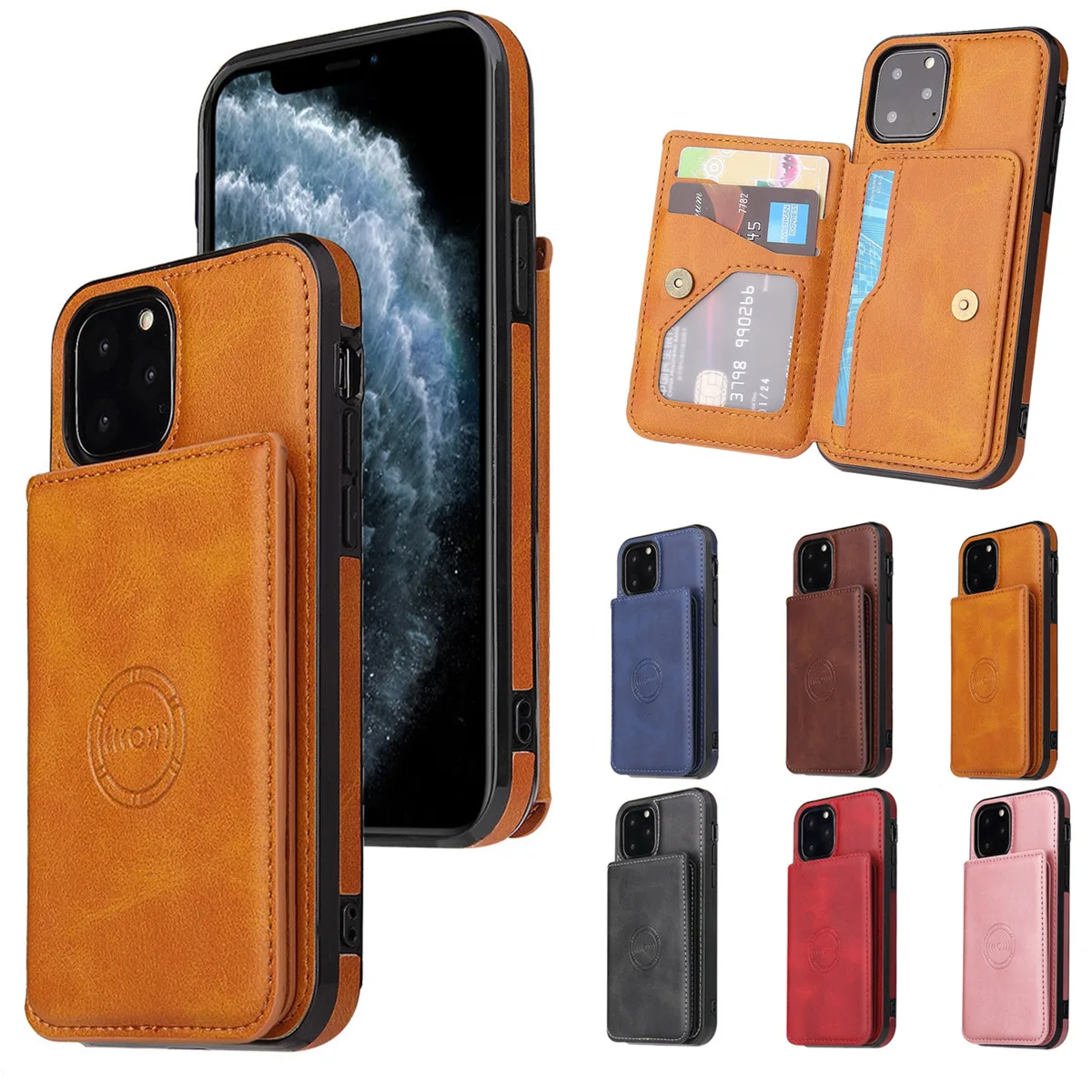

Luxury Leather Wallet Case For iPhone 11 12 Mini Pro Max SE 2020 XR X XS Max 6 6S 7 8 Plus Retro Stand Cards Phone Bags Cover