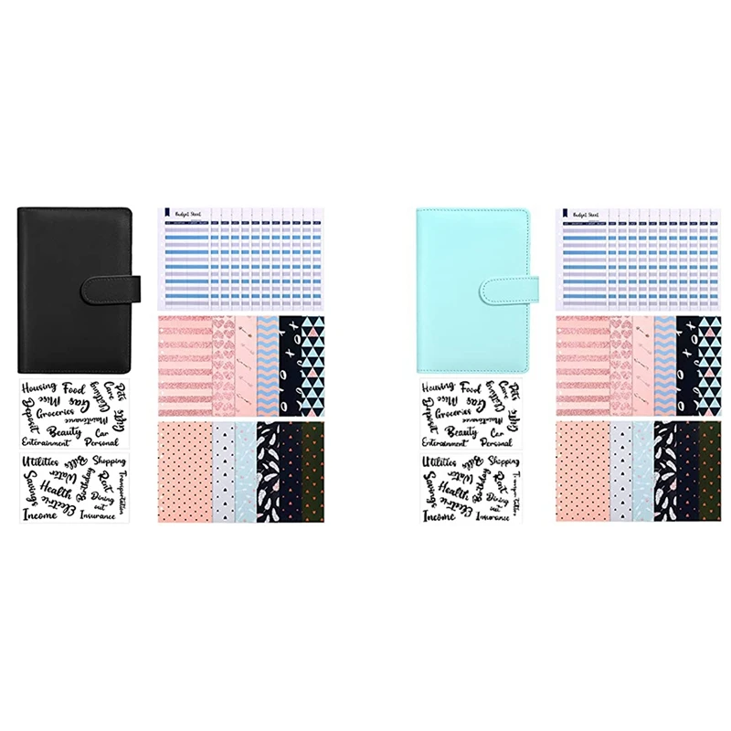 

A6 Binder Budget Envelope System Budget Planning Notepad A6 PU Leather Notebook Binder Budget Money Envelope Cash