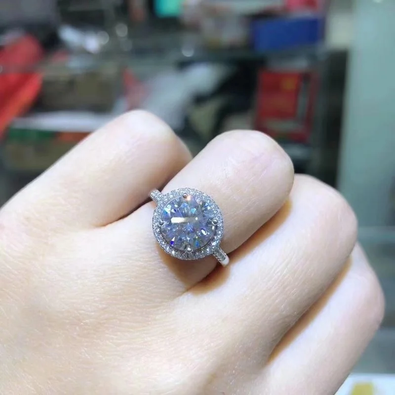 Kkmall Store круглое серебряное кольцо Moissanite 3.00ct D VVS роскошное кольцо Moissanite серьги-гвоздики Moissanite серебряное кольцо 925