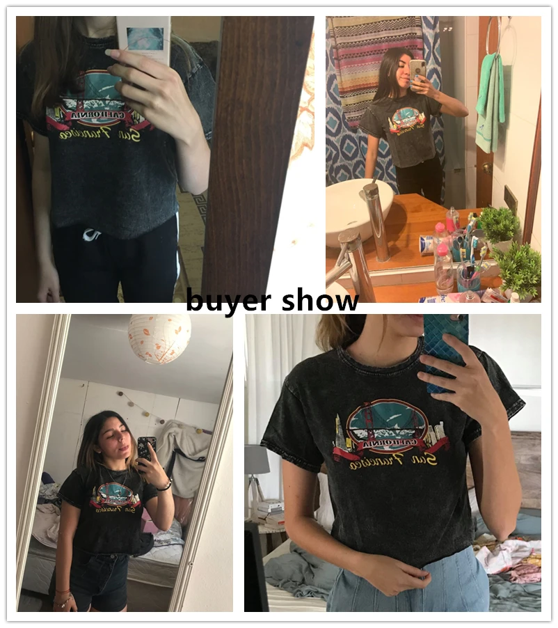 Винтажная модная женская Футболка harajuku с круглым вырезом Модный укороченный топ