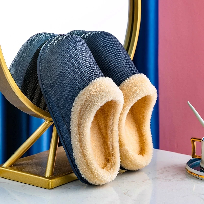 

Men Women Woolen Slippers Non-slip Soft Bottom Cotton Waterproof Warm Plush Indoor Parent-child Shoes