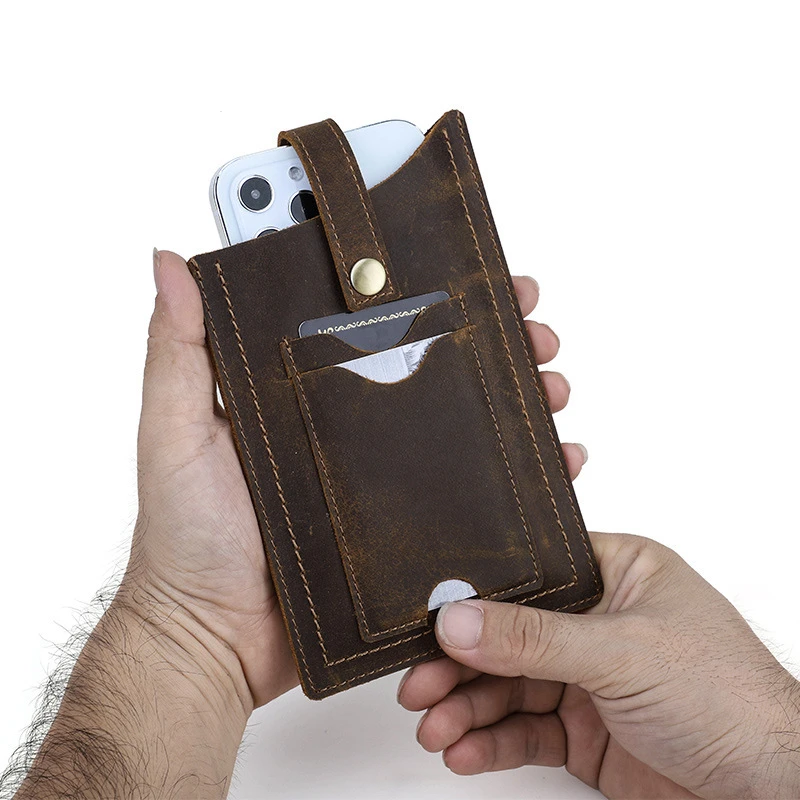 Genuine Leather Cellphone Belt Fanny Waist Bag For iPhone 13 12 11 Pro MAX Men Loop Holster 4-6.7 Inch Phone Case  Case Outdoor