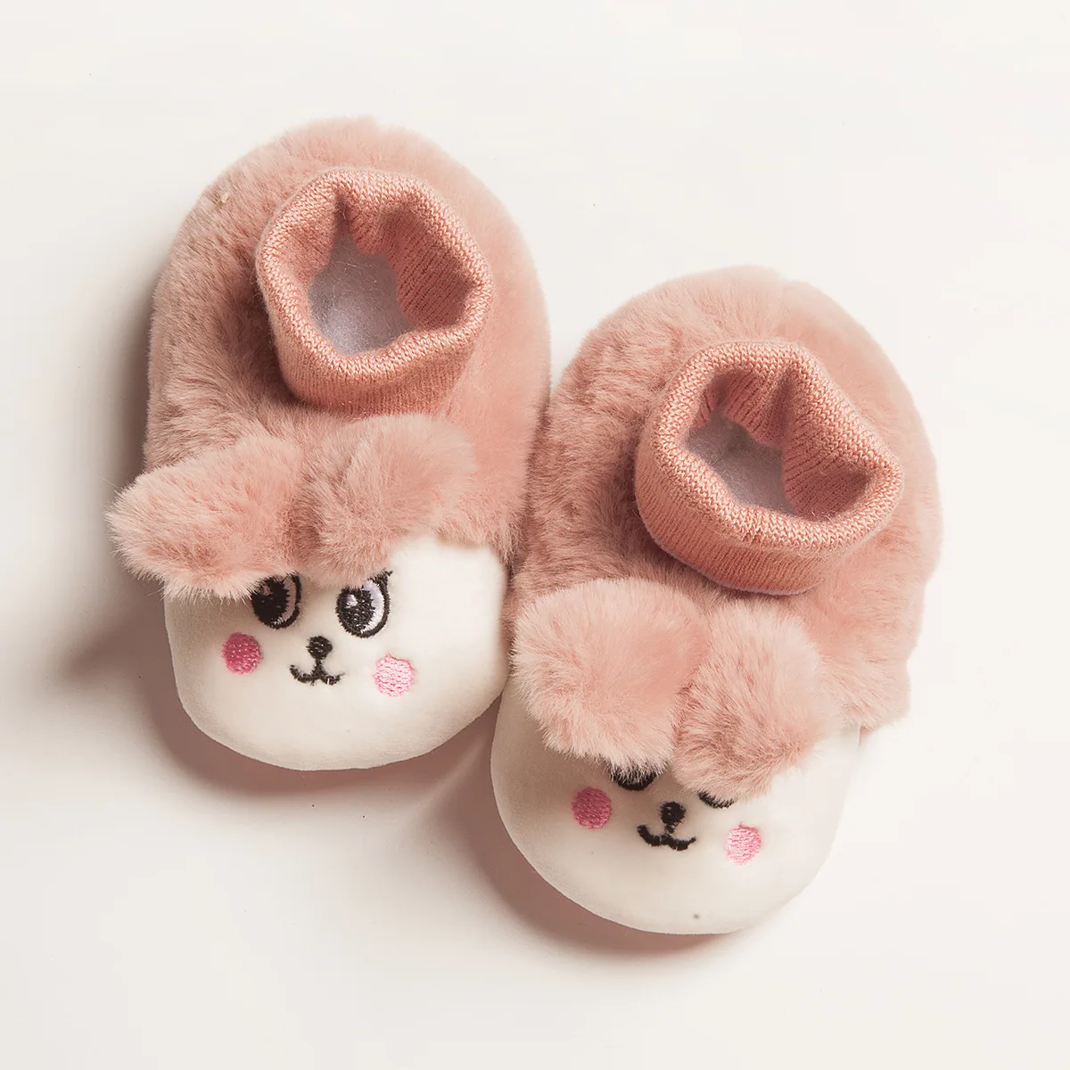 C Plush Rabbit Осень-зима, мягкие носки с милыми животными для новорожденных, противоскользящие домашние носки-тапочки для детей 10-14 см - Цвет: C Plush Rabbit