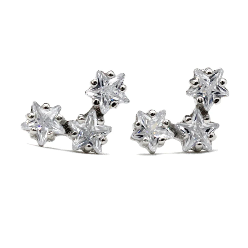 Женские серьги гвоздики из серебра 925 пробы с фианитами|Серьги-гвоздики| |