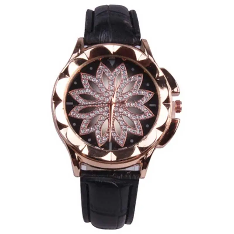

Fashion Women Rose Gold Flower Rhinestone Wrist Watches Luxury Casual Female Quartz Watch Relogio Feminino Drop Shipping