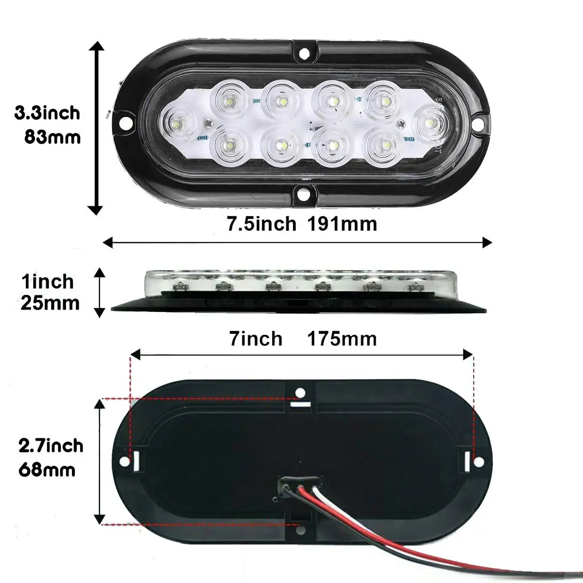 

6 Pcs Car Trailer Truck Taillight Warning Side Brakes and Steering Signal Tail Light Auto Trunk Brake Signal Lamp Marker Light