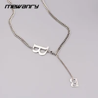 mewanry 925 steamp necklace fashion elegant vintage party big and small letter b clavicle chain jewelry birthday gifts