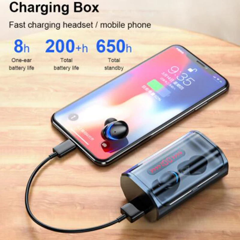 

T8 TWS Wireless Bluetooth 5.0 Earphones Stereo Handsfree Touch Control Noise Cancelling Earbuds Sports Waterproof Headphones