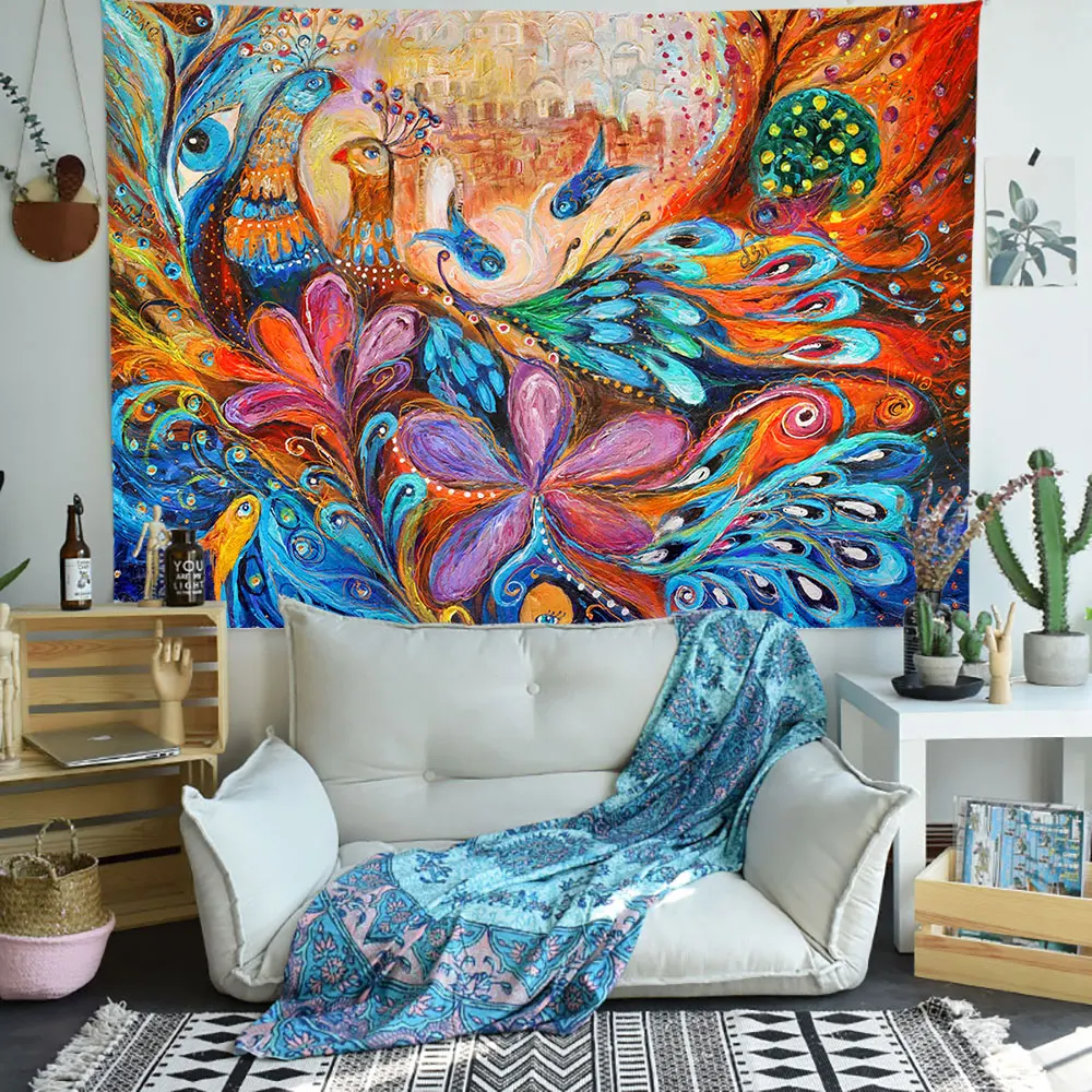 

Hippie Elephant Tapestry Colorful Tie Dye Mandala Indian Wall Hanging Tapestries for Living Room Bedroom Home Dorm Decor