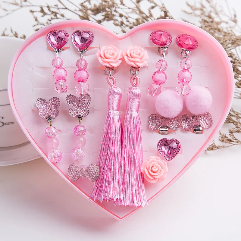 Lovely Cartoon crystal children jewelry baby girl Earrings no earrings pendants ear clips false girls' ring gifts. | Игрушки и хобби