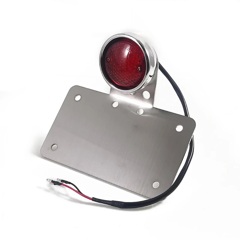 

Мотоцикл задний стоп-сигнал светильник Нержавеющая сталь держатель номерного знака Лампа дневного света