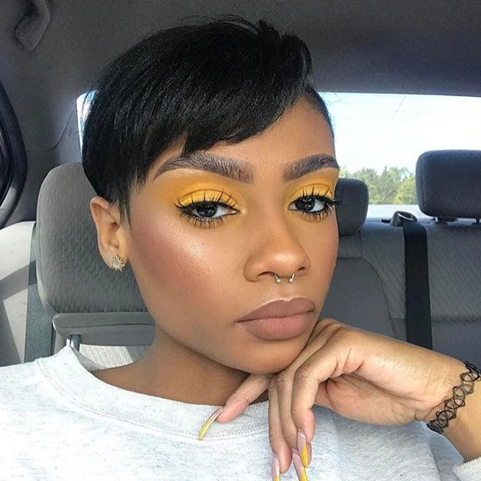 Парик из человеческих волос Joedir коричневый цвет Короткие парики волос|Парики на